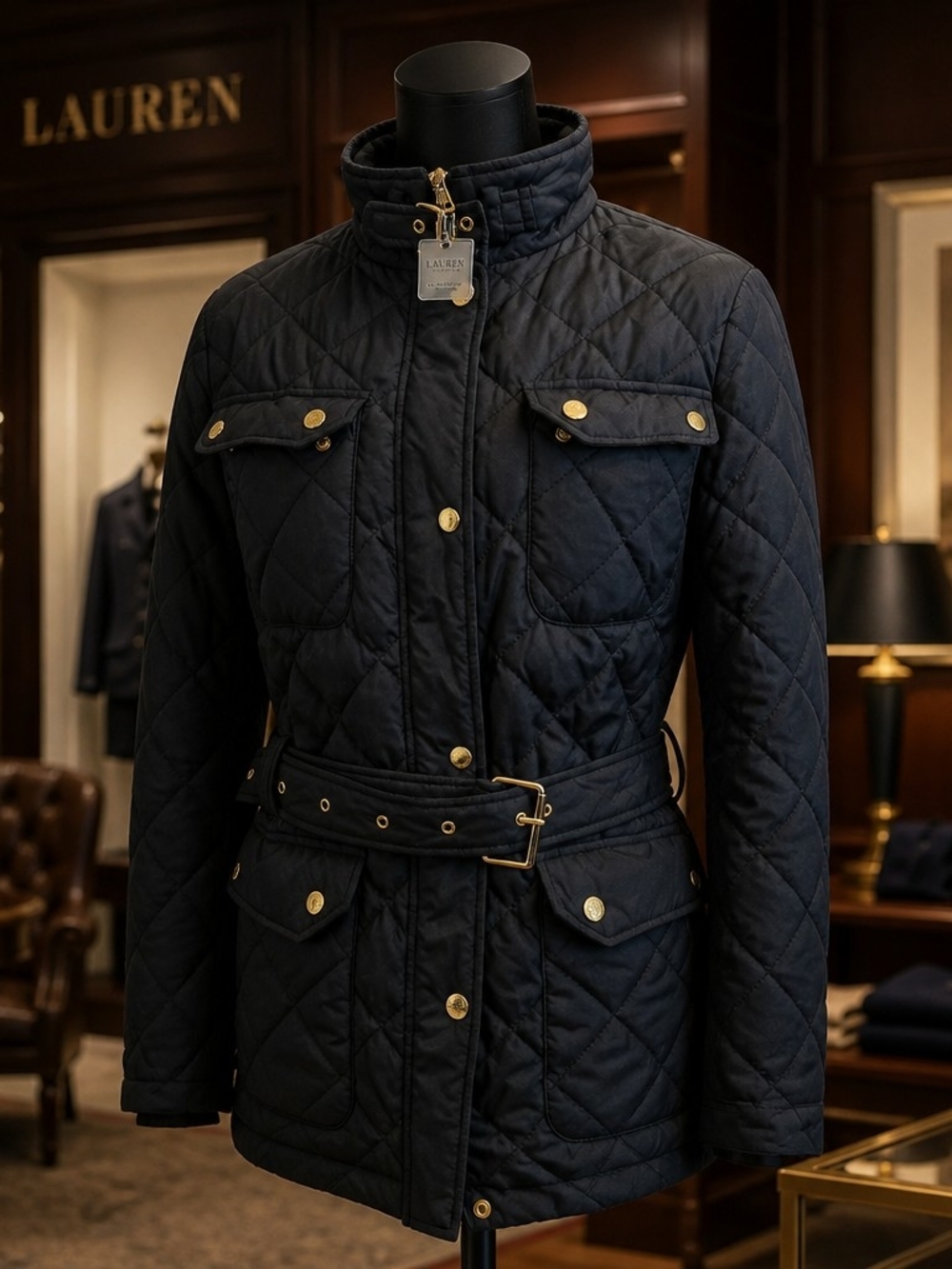 Lauren Ralph Lauren Women's Diamond-Quilted Down Coat Jacket Size XL